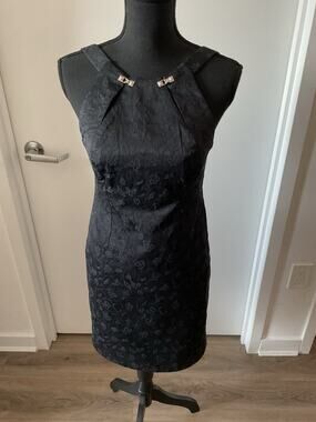 VTG Versace Jeans Couture Black Floral Jacquard Brocade Cocktail Dress IT 44 US8
